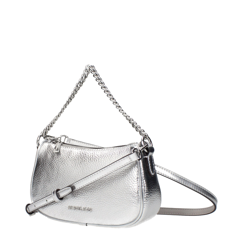 Gray leather handbag-null