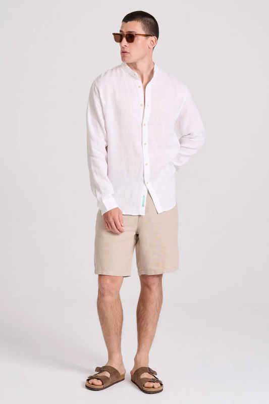 Funkybuddha shirt linen mandarin-null