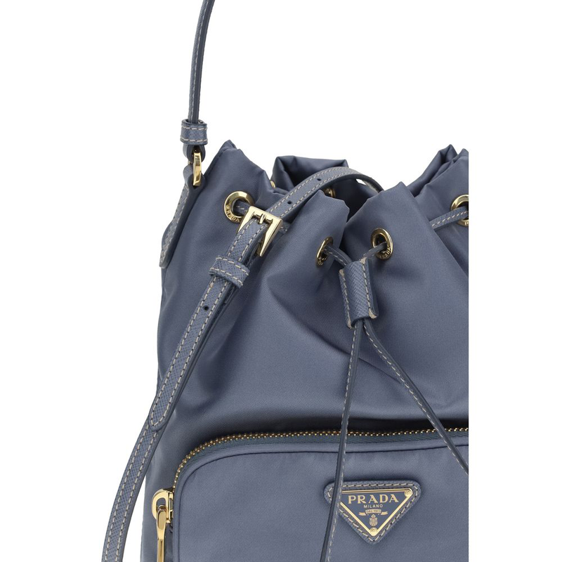 Blue polyamide backet bag-null