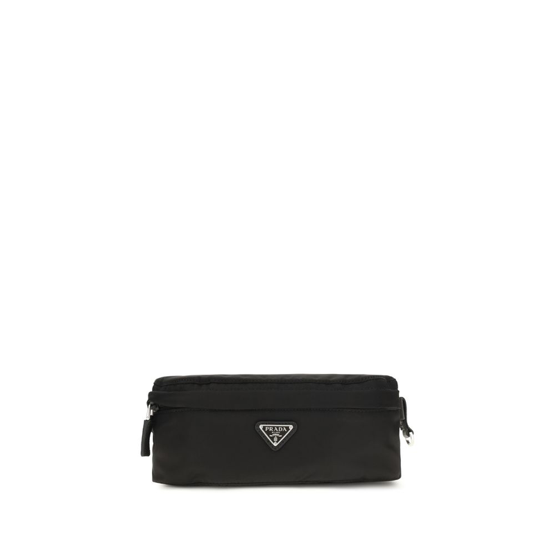Black recycled polyamide clutch bag-null