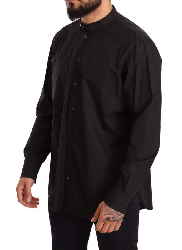 Black 100% cotton formal dress top shirt-null