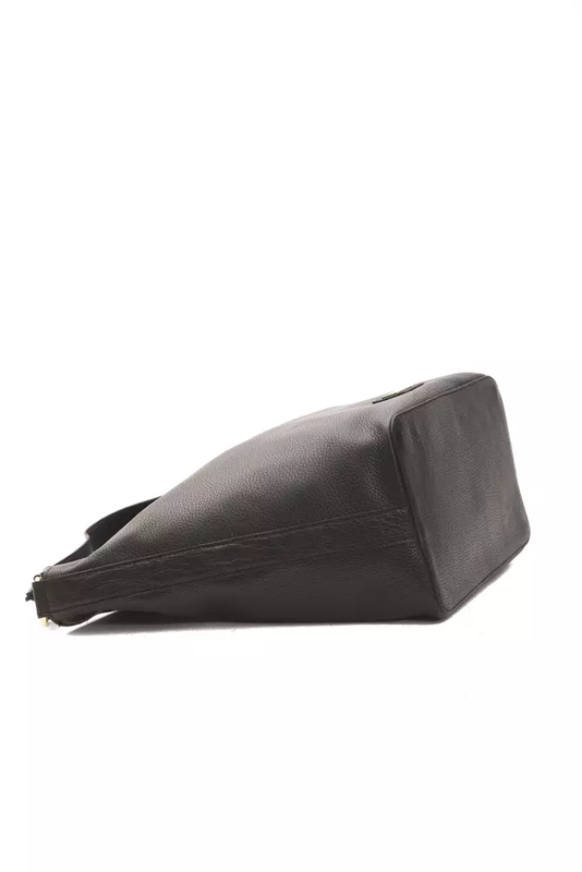 Black leather women shoulder bag-null