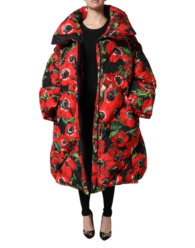 Multicolor floral full zip padded jacket-null