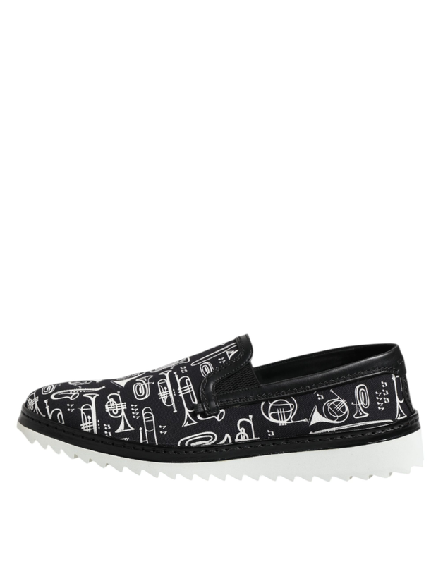 Black slip on printed men loafers shoes-null