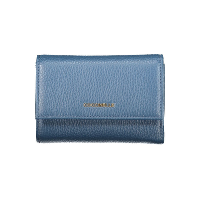 Blu leather woman wallet, Blue, medium