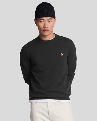 Cotton merino crew neck jumper z865 jet black, Z865 Jet Black, medium