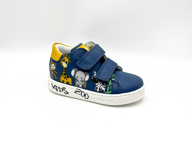 Naturino boys blue leather sneakers w/animal print nat6f-null