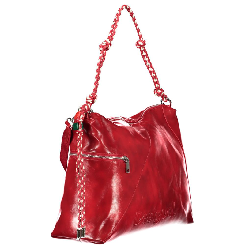 Red polyurethane women handbag-null