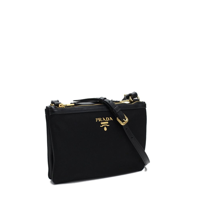 Black nylon crossbody bag-null