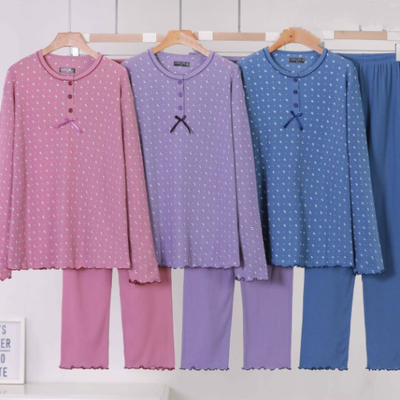 Ladys pajama with 3 buttom in flanel fabric #f1631