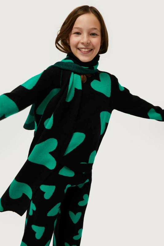 Compania fantastica girls knit sweater with heart print-null
