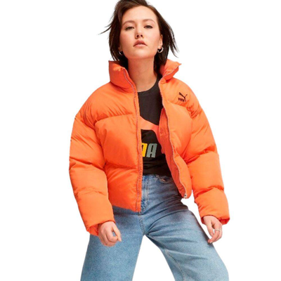 Clashort sleevesics oversized puffer jacket, Hot Lava, medium