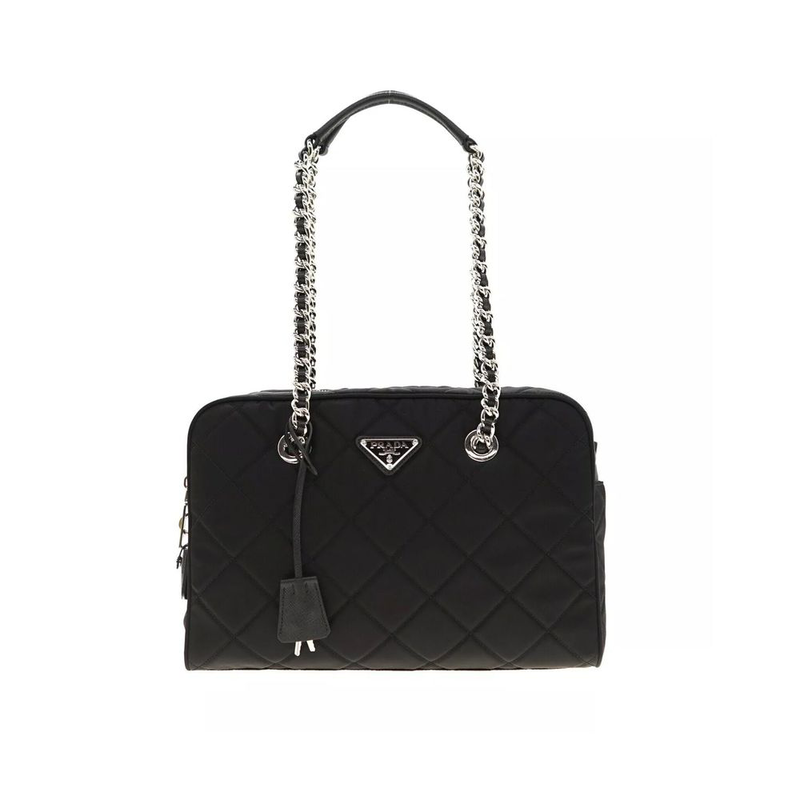 Black nylon shoulder bag-null
