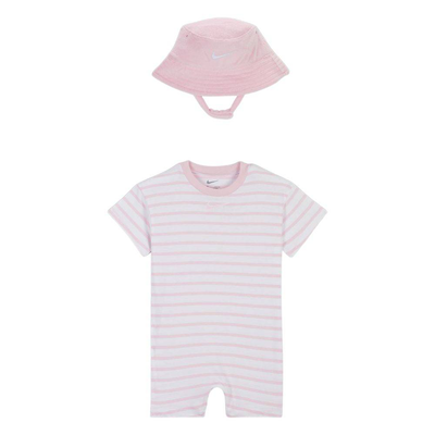 Nike infant girls towel terry ss / sl romper, Pink Foam, medium