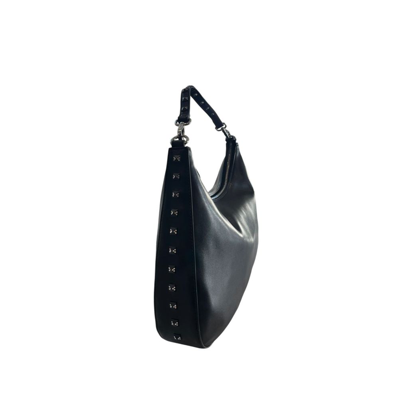 Black pu women shoulder bag-null