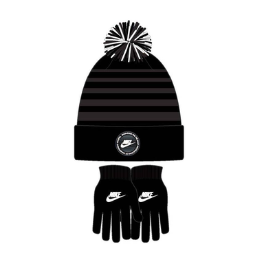 Nike girls futura beanie glove set, Black / Grey, medium
