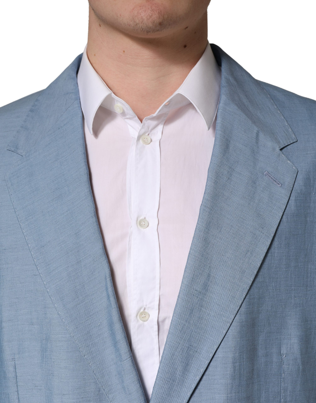 Light blue single breasted men jacket blazer-null