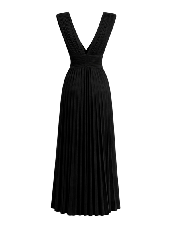 Lurex pleated maxi dress - black-null