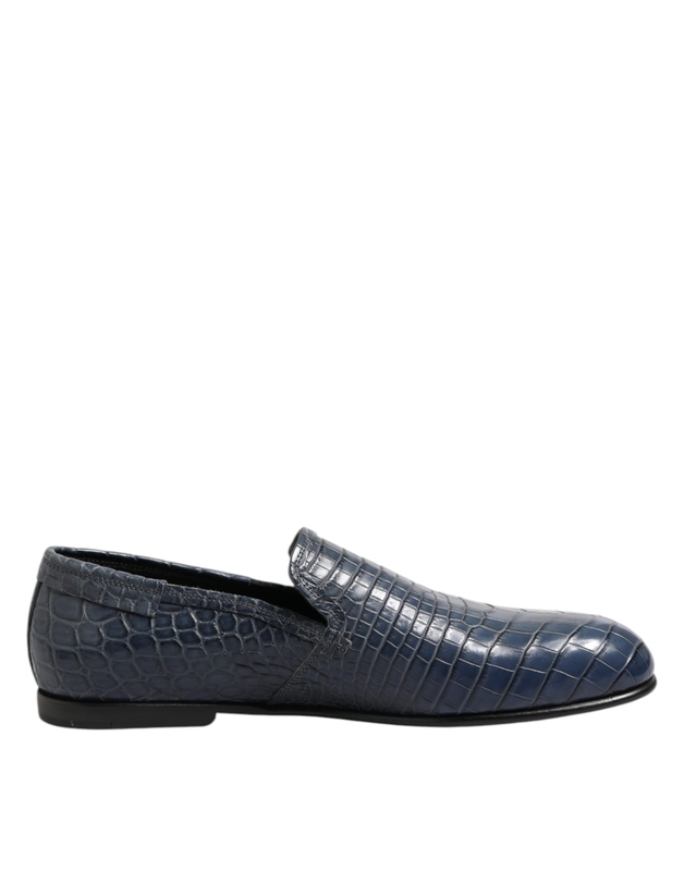 Blue exotic leather slip on loafers men dress shoes-null