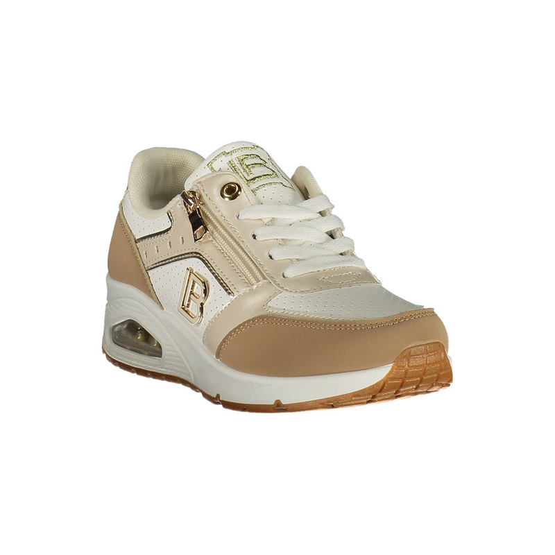 White polyester athletic sneakers-null