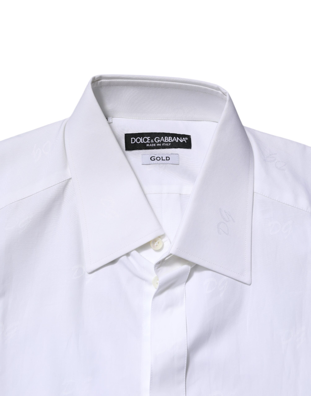 White cotton gold long sleeves formal shirt-null