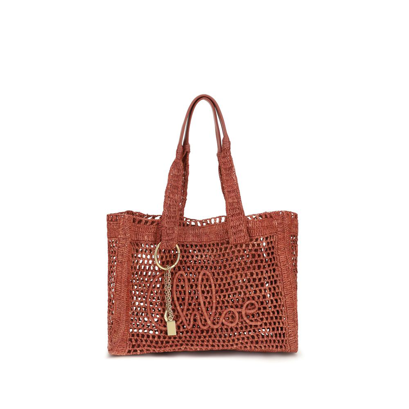 Brown raffia shoulder bag-null