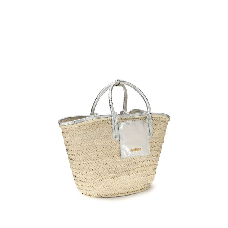 Beige raffia shoulder bag-null