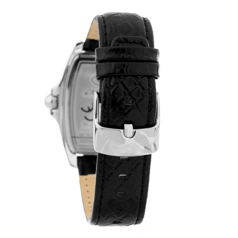 Black leather dress watch-null