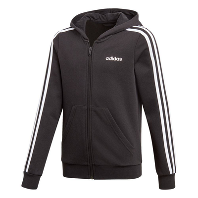 Girls e 3-stripes fz hoodie, Black / White, medium