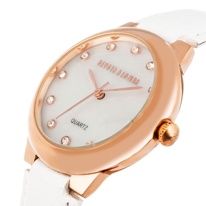 White leather dress watch-null