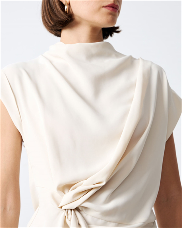 Blouse mock drapep neck image number null