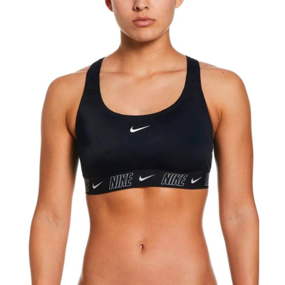 Fusion logo tape racerback bikini top, Black, medium
