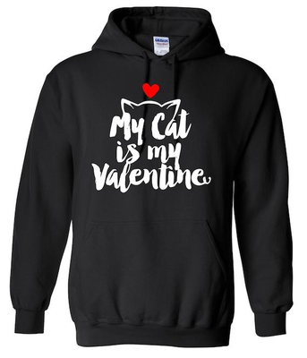 My cat is my valentine hoodie, Black, medium