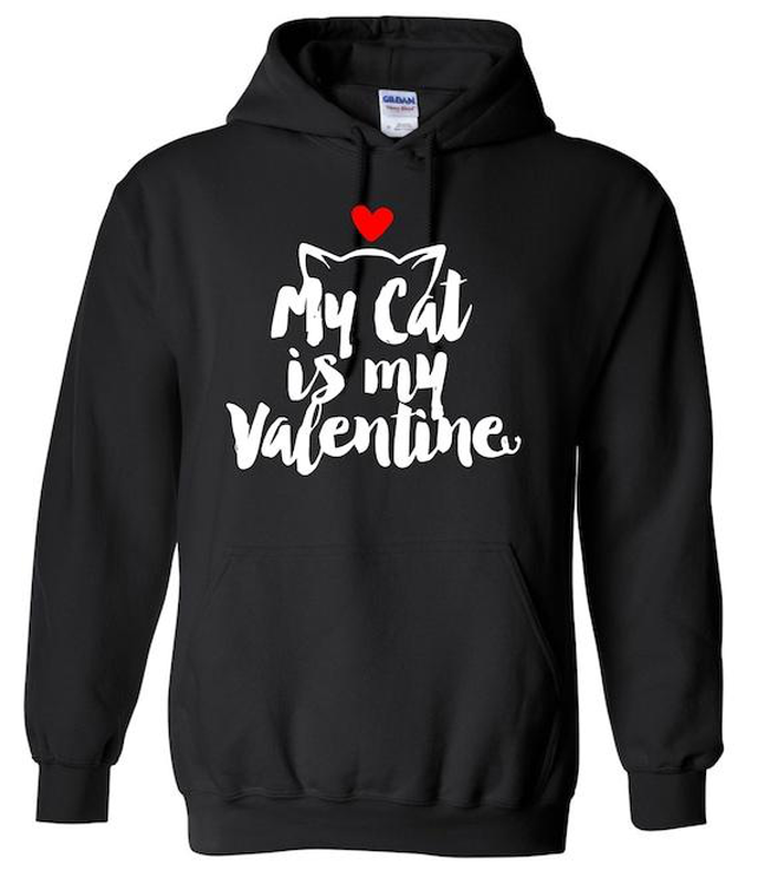 My cat is my valentine hoodie-null