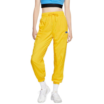 Nike sportswear logo tape woven pant womens, Sulfur / White, medium