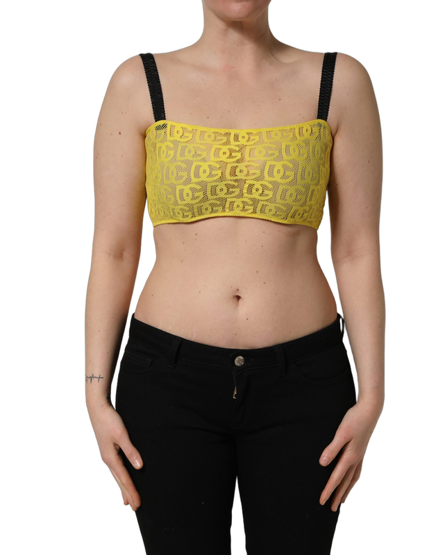 Yellow black leopard faux leather bra top-null