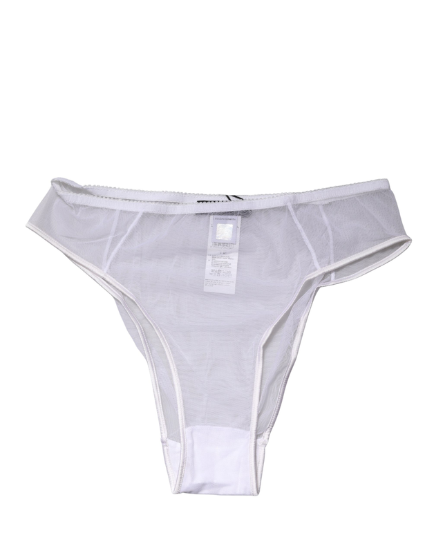 White sheer silk stretch high brief underwear-null