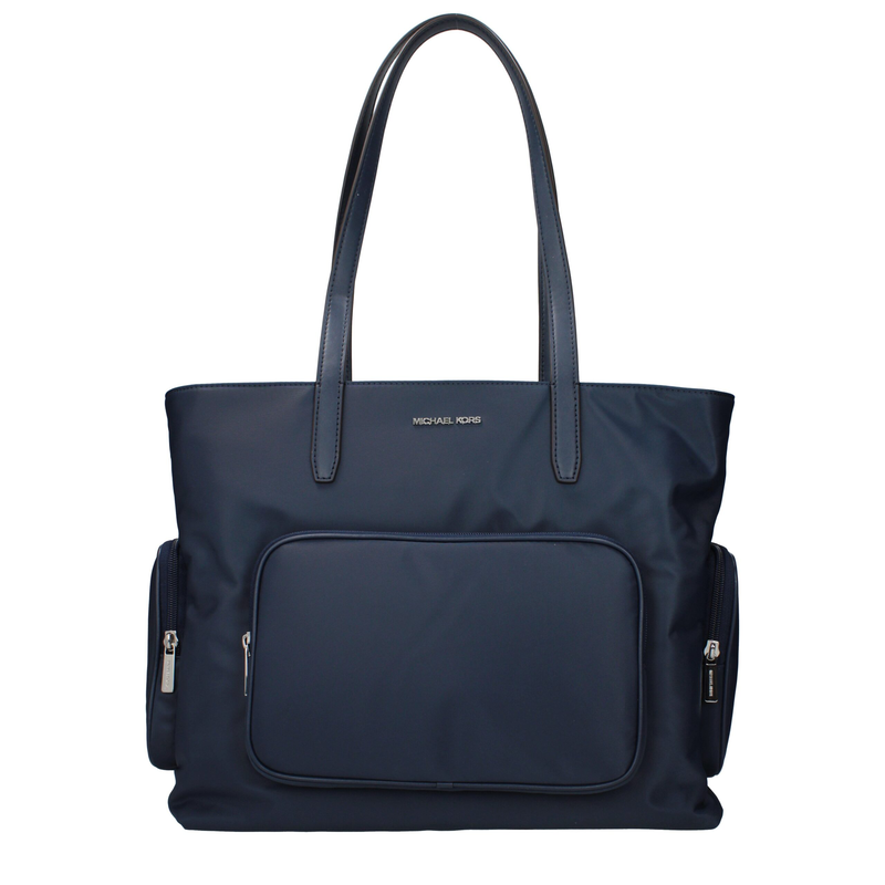 Blue fabric shoulder bag-null