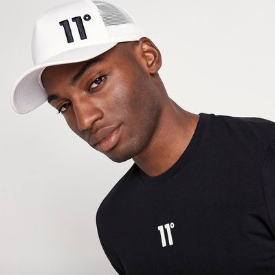 11 degrees high build logo trucker cap, White, medium