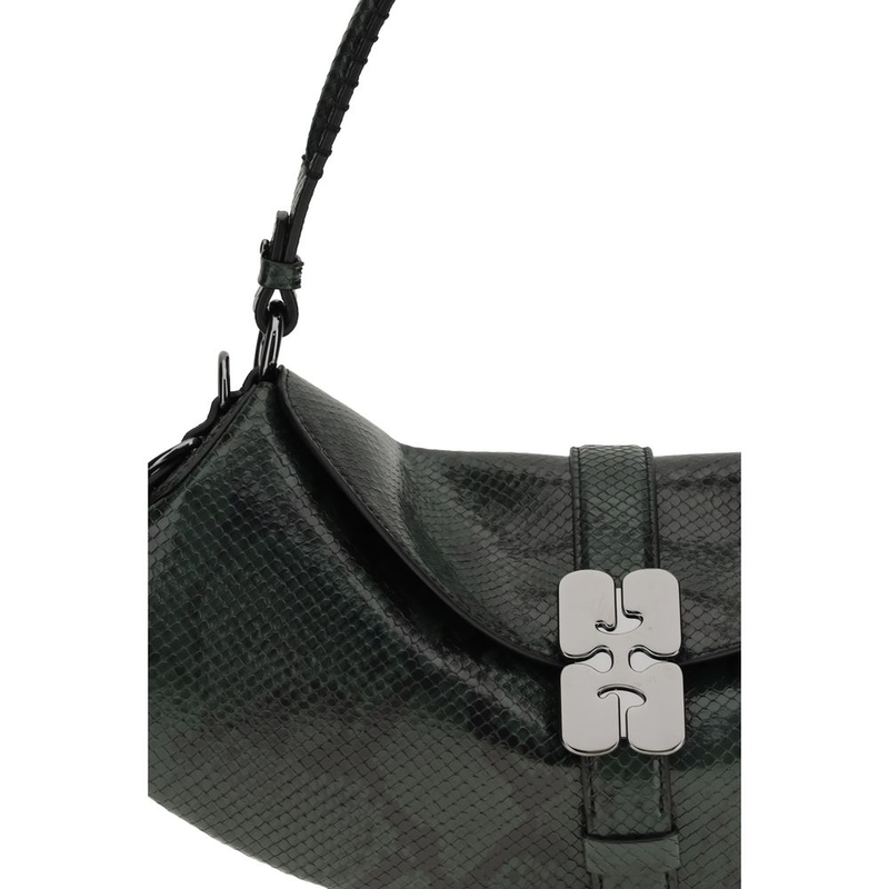 Blue recycled leather shoulder bag-null