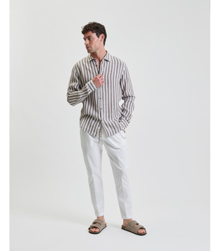Gianni lupo striped linen shirt-null