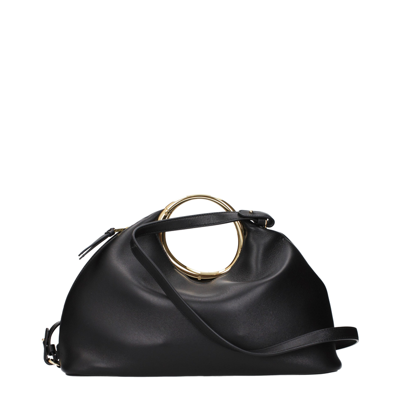 Black leather handbag-null