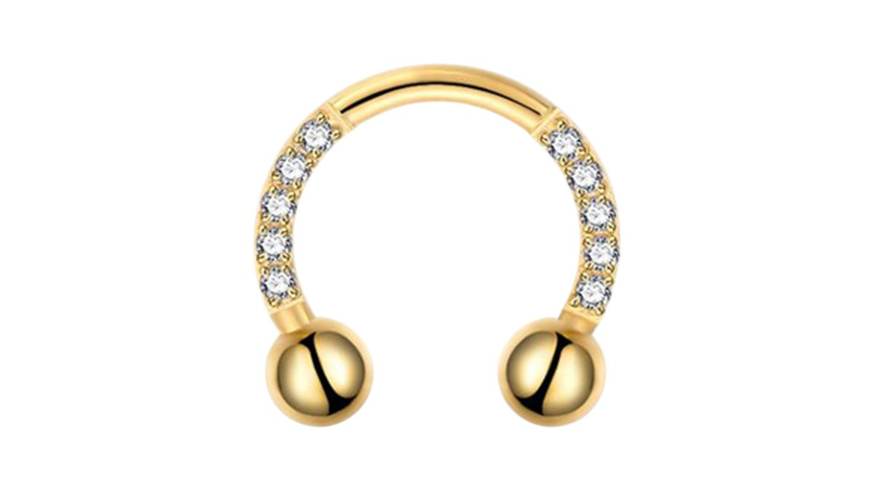 Product image: Surgical steel septum with zircon stones gold-null