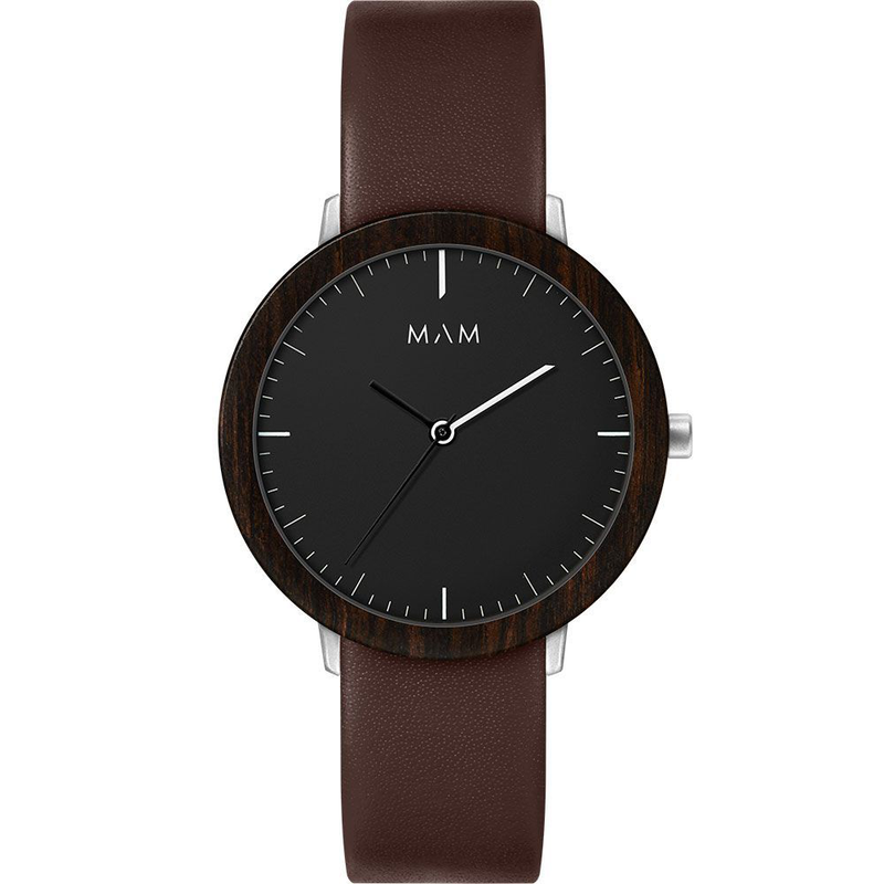 Brown leather dress watch-null