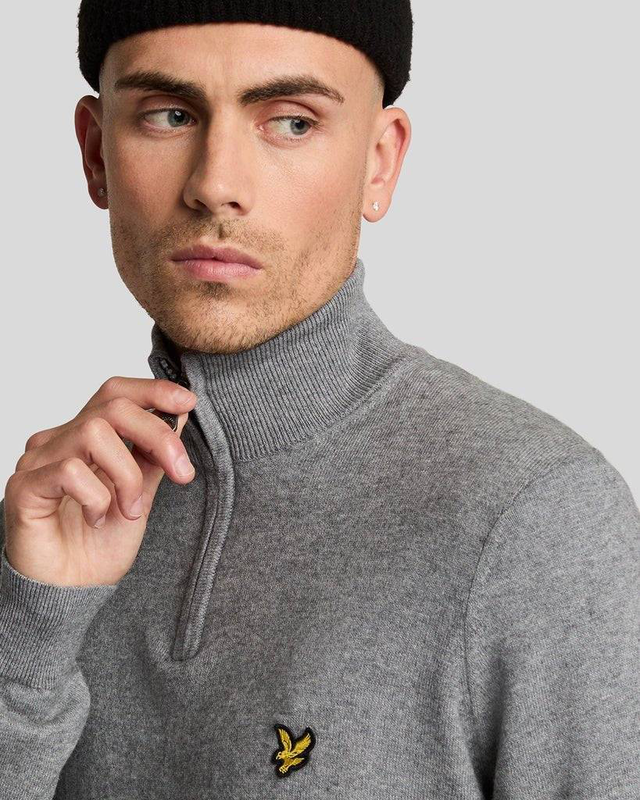 Cotton merino quarter zip jumper x854 graystone-null