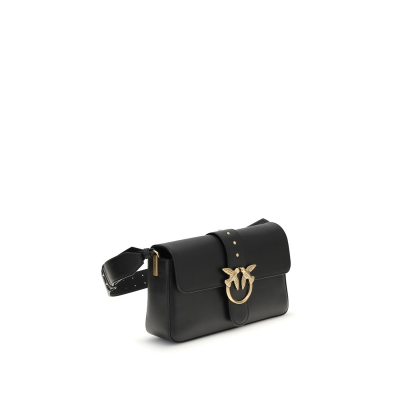 Black leather shoulder bag-null