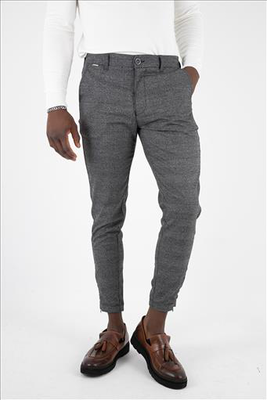 Stefan wool textured check trousers, Grey, medium