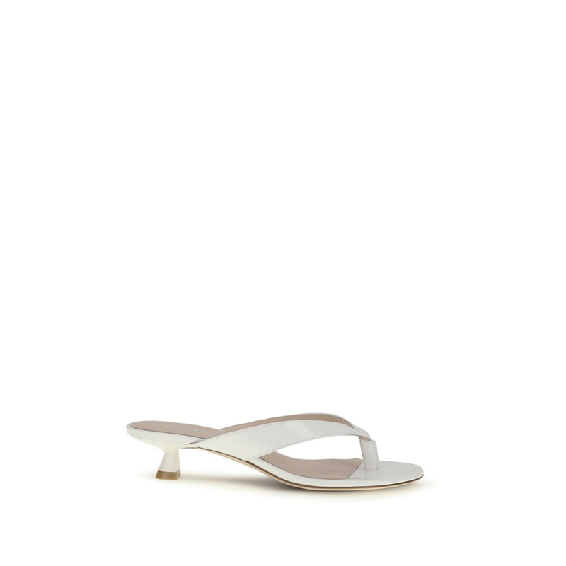White calf leather bos taurus flat sandals-null