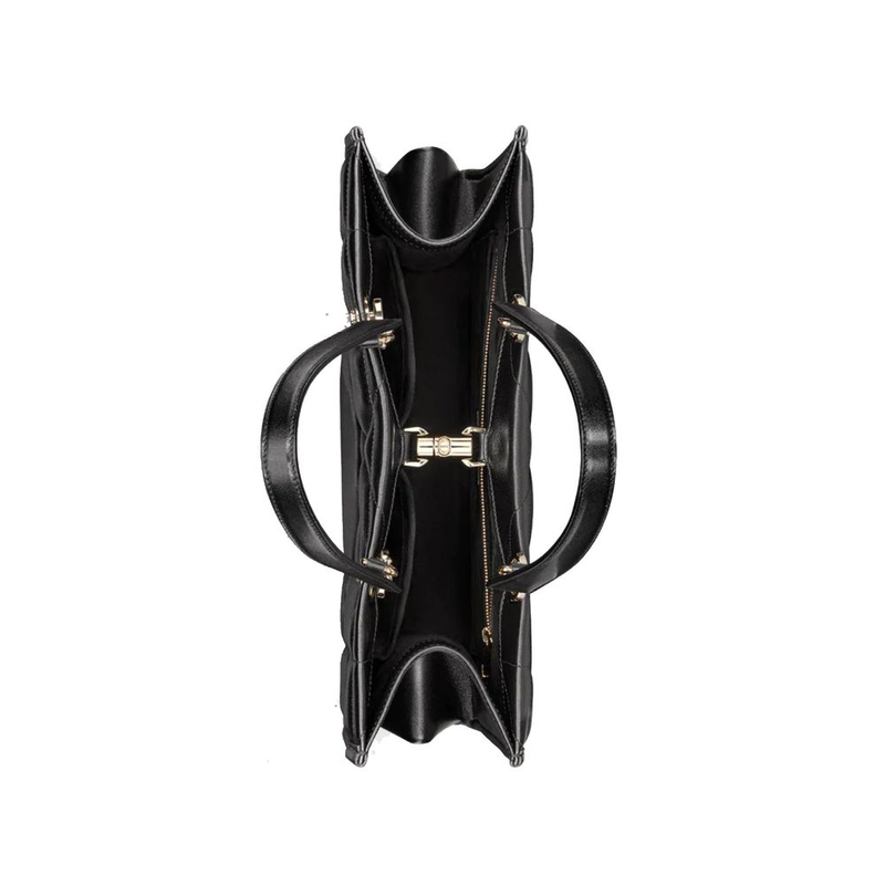Black leather tote bag-null