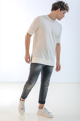 Ripped slim fit faded jeans, Grey, medium